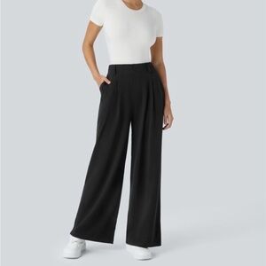 Halara Flex™ High Waisted Pocket Wide Leg Waffle Work Pants Black